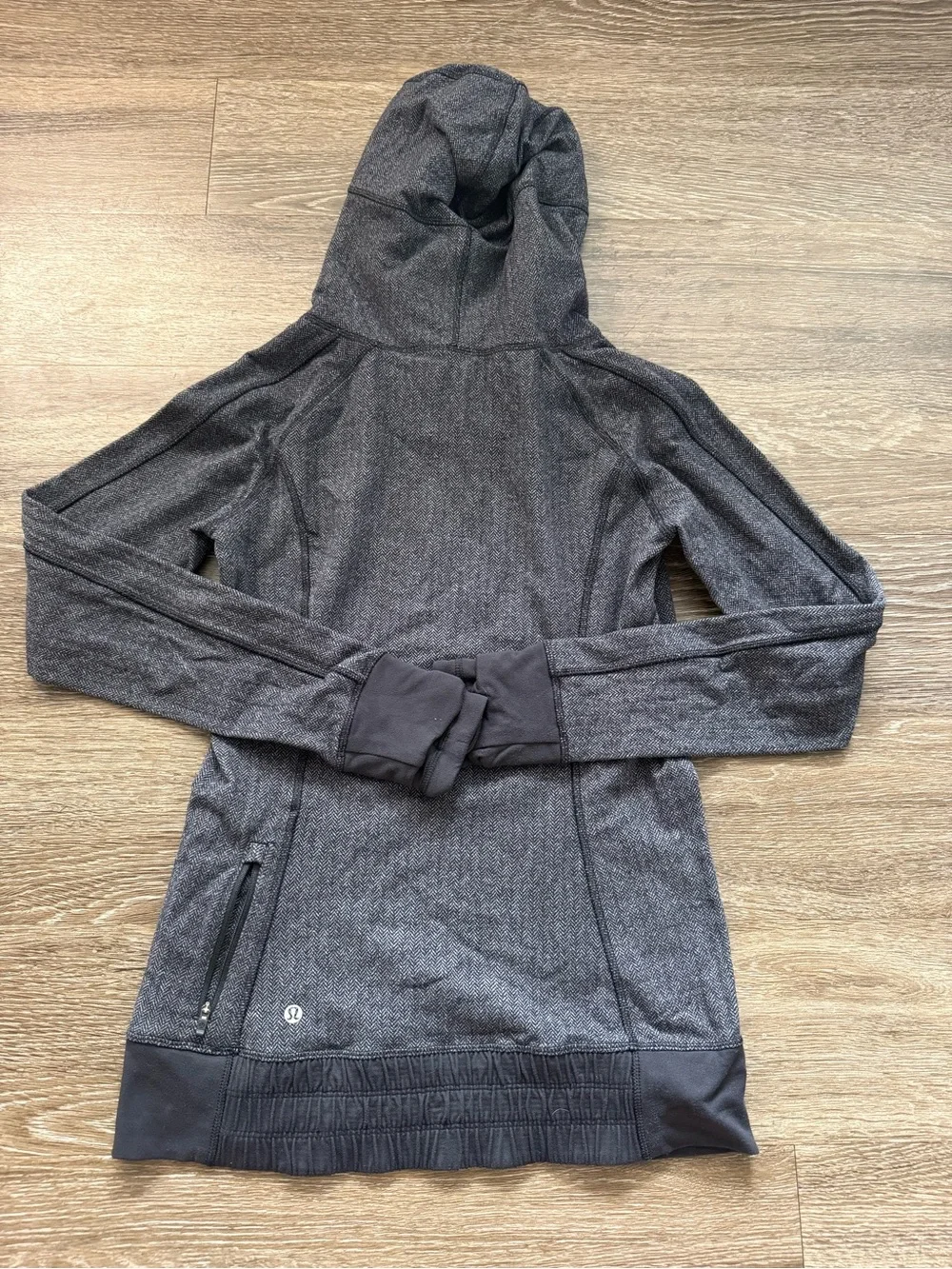 Lululemon Think Fast Hoodie Heathered Herringbone Heathered Black Black / Black